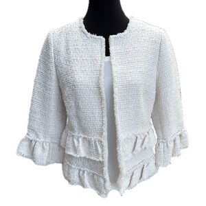 Ann Taylor Tweed Ivory/Gold Jacket - 10P